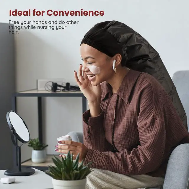 Alt view image 4 of 7 - Bonnet Hooded Hair Dryer Attachment, Segbeauty Extra Large Adjustable Deep Conditioning Cap, Upgraded Drying Heat Cap with Elastic Strap for Natural Curly Textured Hair Care, Fast Drying, Styling