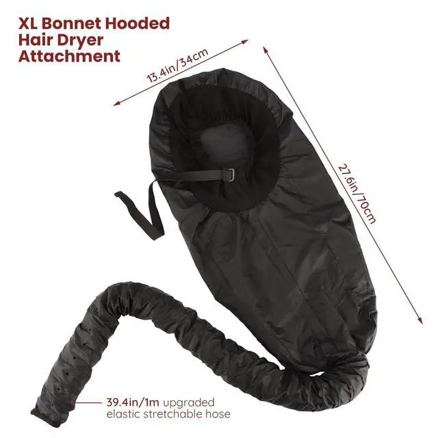 Alt view image 6 of 7 - Bonnet Hooded Hair Dryer Attachment, Segbeauty Extra Large Adjustable Deep Conditioning Cap, Upgraded Drying Heat Cap with Elastic Strap for Natural Curly Textured Hair Care, Fast Drying, Styling