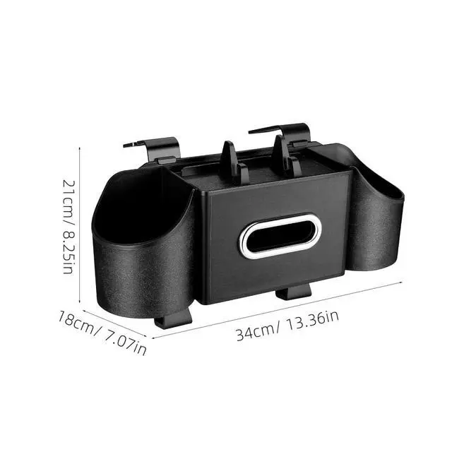 Alt view image 3 of 7 - 4 in 1 Backseat Car Organizer with Cup Holder Tissue Box and Hooks Multifunctional Seat Back Storage Box for Road Trip Travel Accessories Universal Auto Headrest Holder