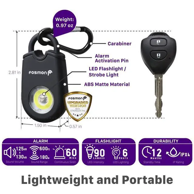 Alt view image 2 of 6 - Personal Alarm for Women (2-Pack), Self Defense Protection Keychain Safety Sound Siren 125DB with Strobe Light LED Flashlight Carabiner, SOS Emergency Security Alert Device for Kids Elderly Men
