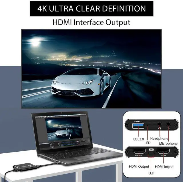 Alt view image 3 of 7 - 4K HDMI Video Capture Card for Streaming, 1080P 60FPS USB 3.0 Game Capture Device with Audio, Zero-Lag Capturadora De Video for Nintendo Switch PS5 Xbox PC OBS Live Recording
