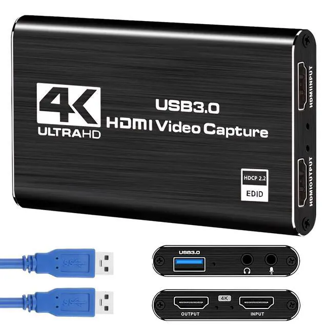 Alt view image 7 of 7 - 4K HDMI Video Capture Card for Streaming, 1080P 60FPS USB 3.0 Game Capture Device with Audio, Zero-Lag Capturadora De Video for Nintendo Switch PS5 Xbox PC OBS Live Recording