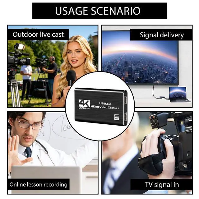 Alt view image 6 of 7 - 4K HDMI Video Capture Card for Streaming, 1080P 60FPS USB 3.0 Game Capture Device with Audio, Zero-Lag Capturadora De Video for Nintendo Switch PS5 Xbox PC OBS Live Recording