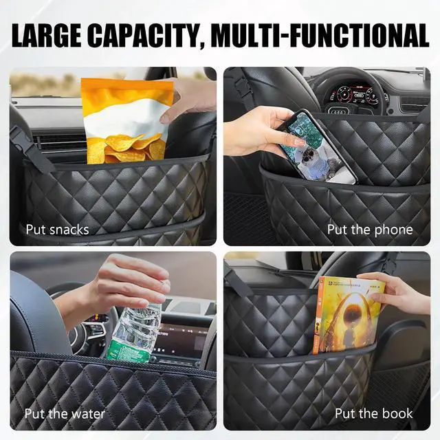 Alt view image 7 of 7 - Car Purse Holder Between Seats, Large Capacity Purse Holder for Car, Storage Bag for Backseat Pet Kid Barrier, Universal for SUV, Truck, RV (Black)