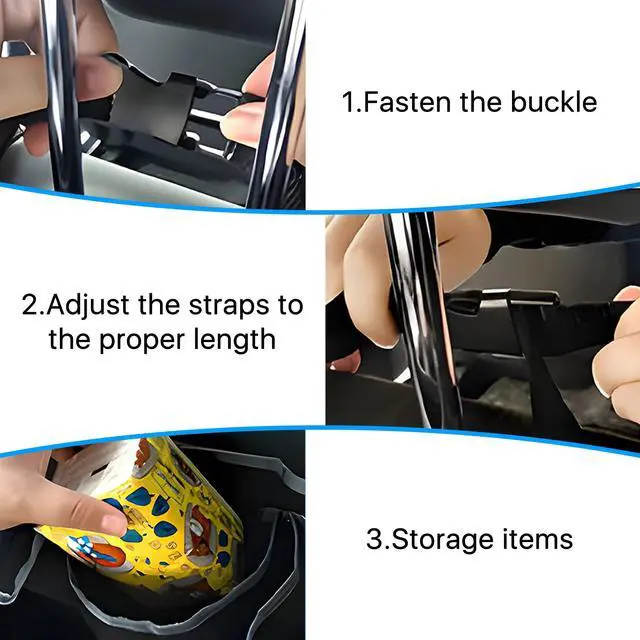 Alt view image 5 of 6 - Car Trunk Organizer, Waterproof Backseat Hanging Large Storage with Adjustable Straps, Collapsible Cargo Bag with 4 Pockets, Car Interior Accessories for Truck, SUV, MPV (Black)