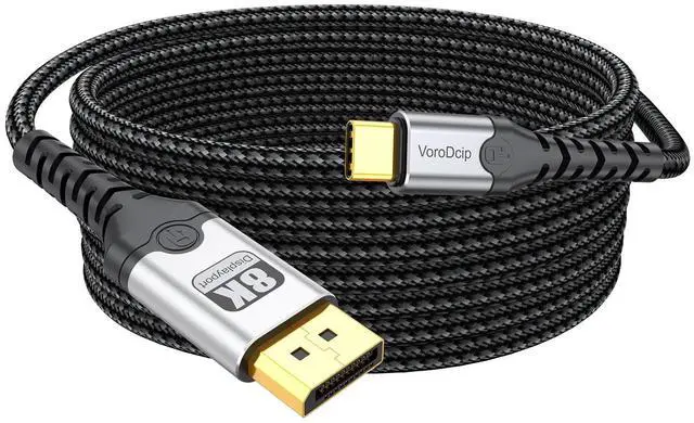 Main image of USB C to DisplayPort Cable 10ft Long, DP 1.4 8K@60Hz 4K@120Hz 2K@180Hz 1080P@360Hz Monitor Thunderbolt 3/4/5 to Display Port Cord for iPhone 15/16/17 iPad MacBook Air/Pro to Monior