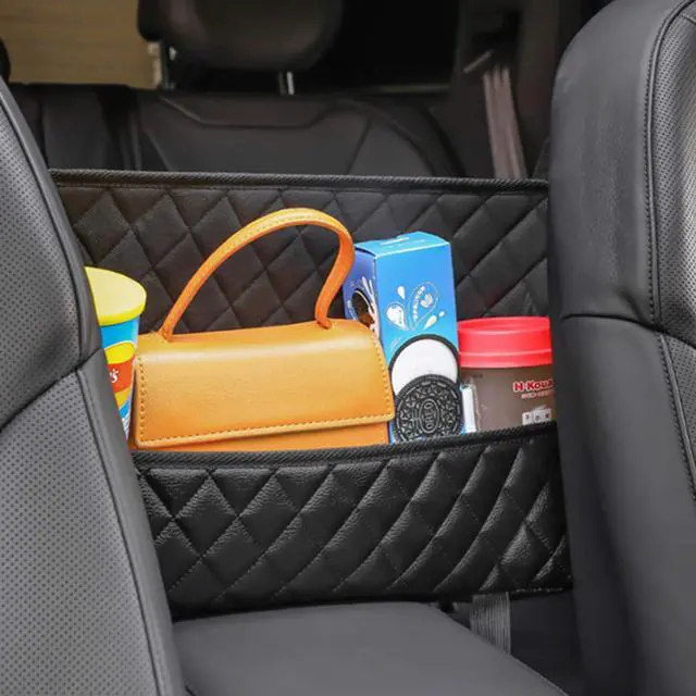 Alt view image 7 of 7 - Car Net Pocket Handbag Holder, PU Leather Handbag Holder for Car,Car Handbag and Purse Holder,Car Net Handbag Holder,Car Storage for Purse & Pocket for Smaller Items