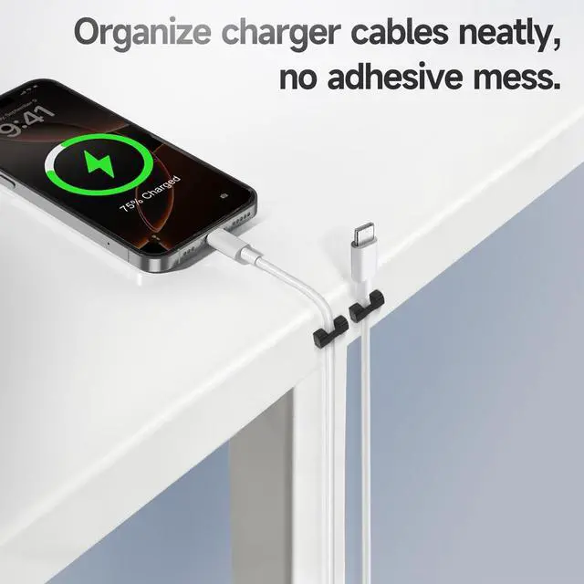 Alt view image 7 of 7 - 10 Pack Magnetic Cord Organizer Holder, Cable Clips - Strong Magnet Wire Management for Desk, Under Desk, Nightstand, Office, Car, Kitchen, Adjustable