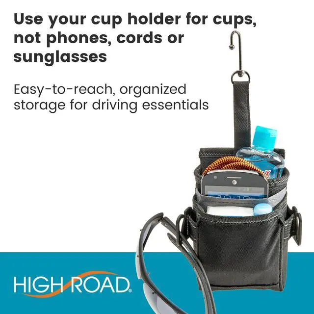 Alt view image 3 of 7 - Road DriverPockets Car Pouch - Air Vent Pocket and Vent Cell Phone Holder for Car - Front Seat Organizer with 3 Pockets, Hanging Hooks and Charging Port