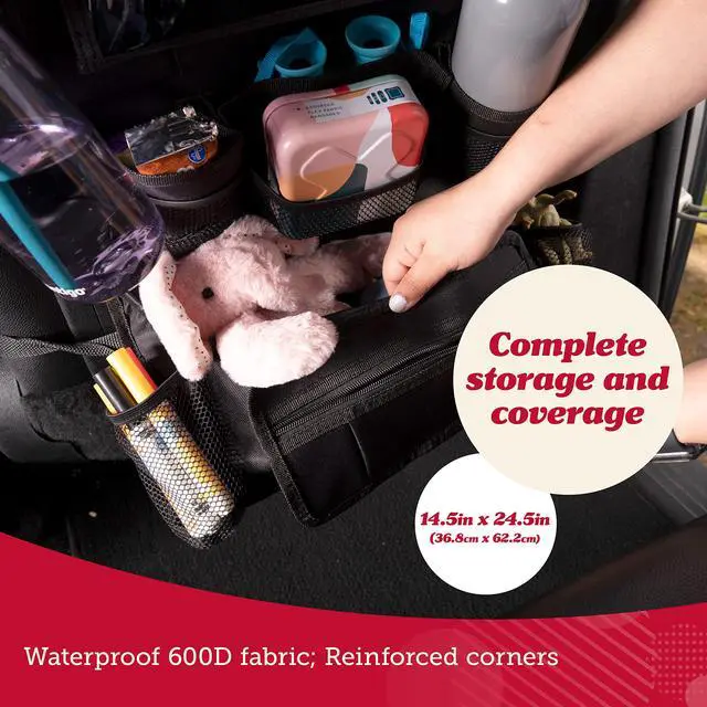 Alt view image 4 of 7 - Heavy Duty Back Seat Car Organizer Extra Large for Powerful Protection, Sag Proof & Reinforced Corners, Protects iPad & Backseat, 12 Versatile Car Seat Organizer Storage Compartments, (Red)