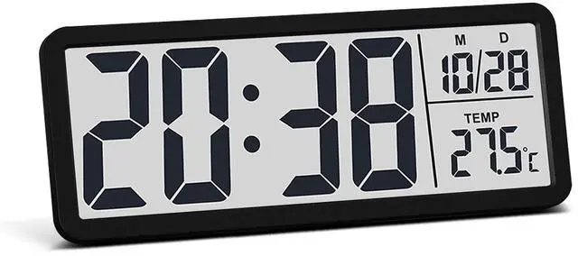 Main image of LCD Digital Wall Clocks Battery Operated, 8.5" Modern Wall Clocks for Living Room Decor, Simple Digital Wall Clock with Temperature/Date/Time - 12/24H, Small Desk Clock for Bedroom Office