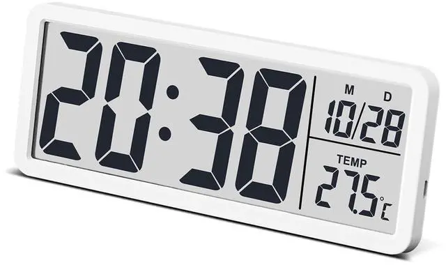 Main image of LCD Digital Wall Clocks Battery Operated, 8.5" Modern Wall Clocks for Living Room Decor, Simple Digital Wall Clock with Temperature/Date/Time - 12/24H, Small Desk Clock for Bedroom Office