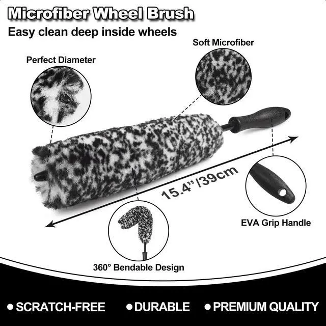 Alt view image 2 of 6 - 7Pcs Car Wheel Brush kit, Tire Brush, Wheel Cleaner Brush, Soft-bristled Rim Cleaner Brush, Tire Shine Applicator Pad, Car Detailing Brushes, Wheel Brushes for Cleaning Wheels,Tires