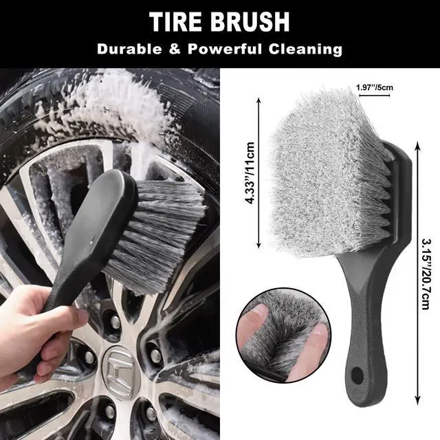 Alt view image 3 of 6 - 7Pcs Car Wheel Brush kit, Tire Brush, Wheel Cleaner Brush, Soft-bristled Rim Cleaner Brush, Tire Shine Applicator Pad, Car Detailing Brushes, Wheel Brushes for Cleaning Wheels,Tires