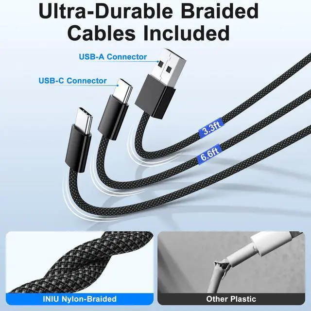 Alt view image 6 of 7 - Slim Flat USB C Wall Charger,50W Ultra Slim Dual Ports USB C Charger Block with Foldable Plug,Fast Portable Power Adapter with Type C Cables for iPhone 17/16/15/14/13/12 Pro Max,iPad,Galaxy,AirPods
