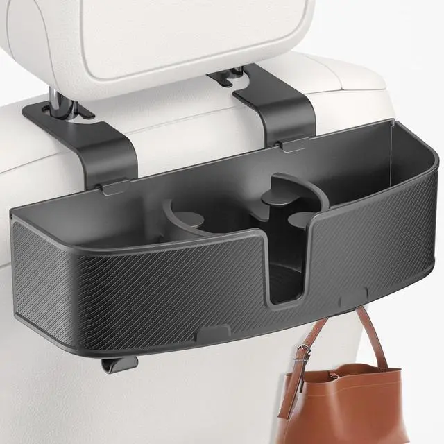Main image of Car Headrest Cup Holder for Back Seat Organizer for Multi-Hanging Snack Storage Box with Strong Hooks for Kids and Uber Backseat Passengers Share Rid for Travel Accessories