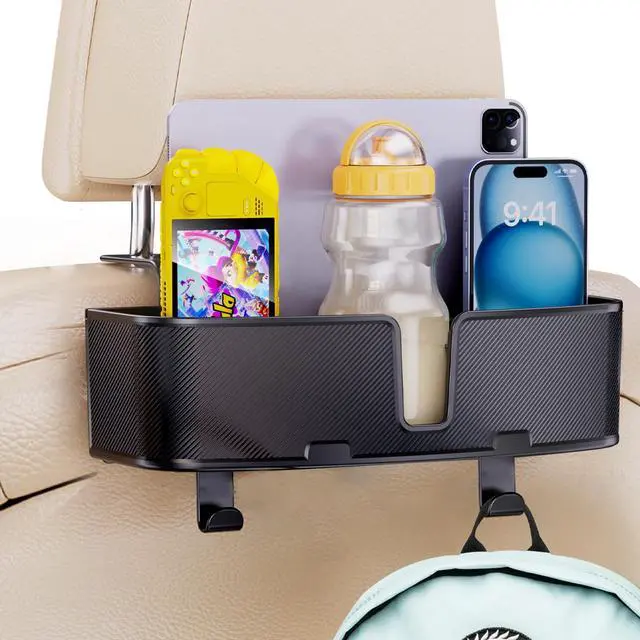 Alt view image 2 of 7 - Car Headrest Cup Holder for Back Seat Organizer for Multi-Hanging Snack Storage Box with Strong Hooks for Kids and Uber Backseat Passengers Share Rid for Travel Accessories