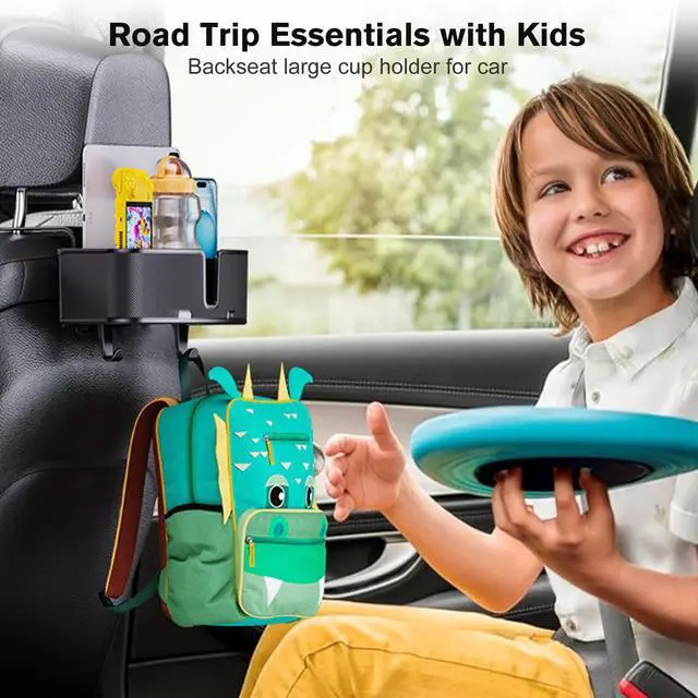 Alt view image 3 of 7 - Car Headrest Cup Holder for Back Seat Organizer for Multi-Hanging Snack Storage Box with Strong Hooks for Kids and Uber Backseat Passengers Share Rid for Travel Accessories