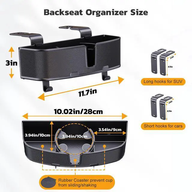 Alt view image 6 of 7 - Car Headrest Cup Holder for Back Seat Organizer for Multi-Hanging Snack Storage Box with Strong Hooks for Kids and Uber Backseat Passengers Share Rid for Travel Accessories
