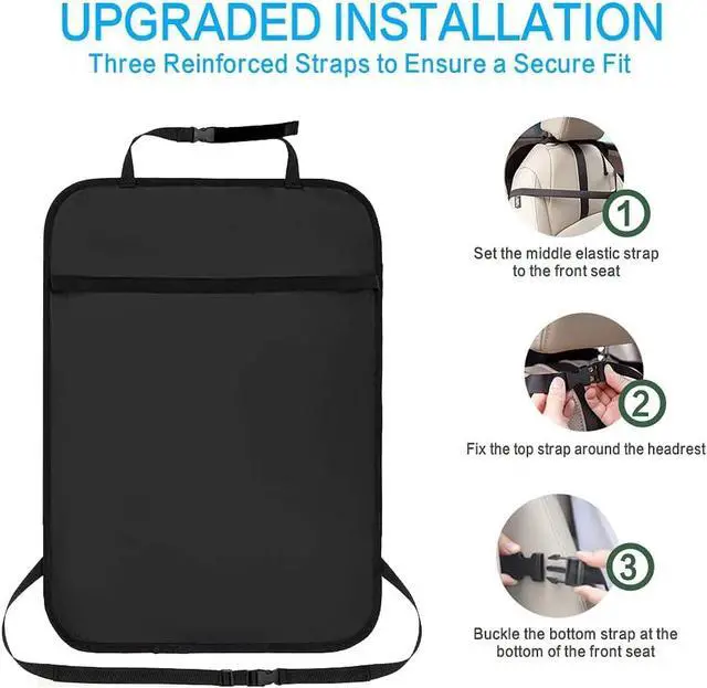 Alt view image 4 of 6 - Premium Backseat Organizer for Kids 2 Pack, Heavy Duty Waterproof and Stain Resistant Kick Mats Back Seat Protector, Durable Backseat Car Organizer with Tablet Holder+Storage Pockets