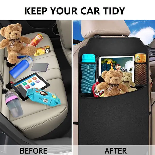 Alt view image 6 of 6 - Premium Backseat Organizer for Kids 2 Pack, Heavy Duty Waterproof and Stain Resistant Kick Mats Back Seat Protector, Durable Backseat Car Organizer with Tablet Holder+Storage Pockets