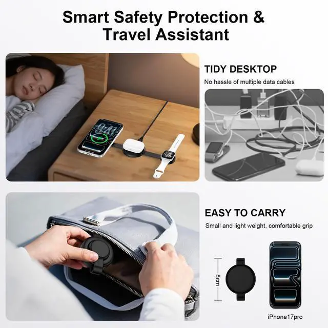 Alt view image 3 of 7 - iPhone Wireless Charging Station 3 in 1, Foldable Wireless Charger for Apple