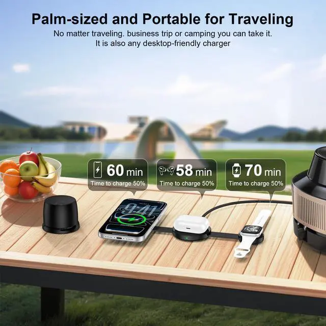 Alt view image 6 of 7 - iPhone Wireless Charging Station 3 in 1, Foldable Wireless Charger for Apple