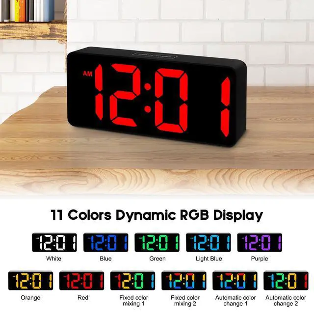 Alt view image 2 of 7 - Small Digital Alarm Clock for Bederoom, Large Big Numbers Display with Brightness Dimmer,Dual Alarm, Snooze,12/24Hr,Adjustable Volume Loud Bedside Alarm Clock for Kids Teens Boys Girls (Black)