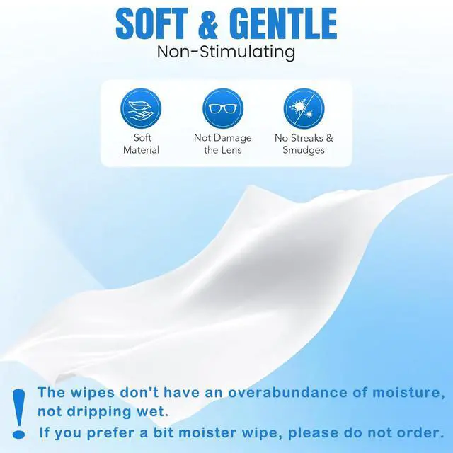Alt view image 2 of 7 - Lens Wipes for Eyeglasses,250 Pack Eye Glasses Cleaner Wipes,Pre-Moistened Individually Wrapped Lens Wipes,Non-Scratching Non-Streaking,Safe for Eyeglasses, Goggles, Camera Lens, Phone
