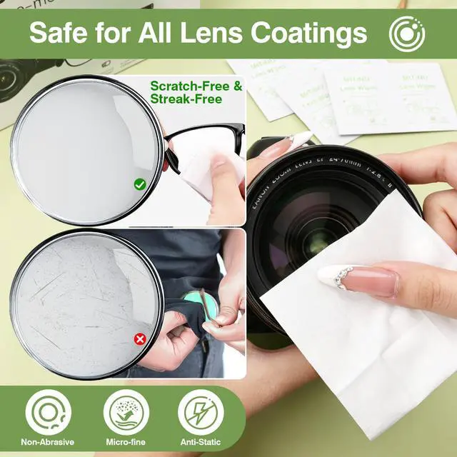 Alt view image 5 of 7 - 400 Count 6x6 inch Lens Wipes for Eyeglasses, Cleaner Wipes Pre-Moistened Individually Wrapped, Scratch-Free & Streak-Free for Camera Lens, Sunglasses, Gaming Glasses, VR Goggles, Phone Screens