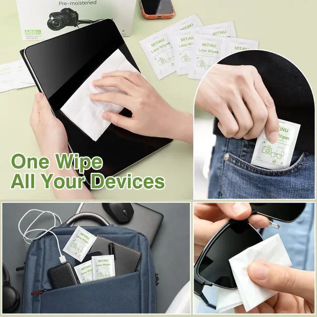 Alt view image 6 of 7 - 400 Count 6x6 inch Lens Wipes for Eyeglasses, Cleaner Wipes Pre-Moistened Individually Wrapped, Scratch-Free & Streak-Free for Camera Lens, Sunglasses, Gaming Glasses, VR Goggles, Phone Screens