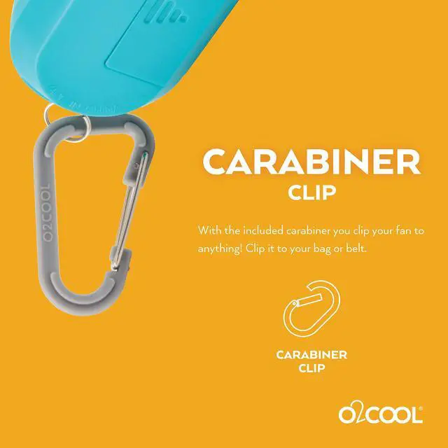 Alt view image 4 of 7 - Keychain Sport Misting Fan - Pocket Size Battery Powered Portable Handheld Fan With Carabiner Clip and Mister 2 Pack (Teal)