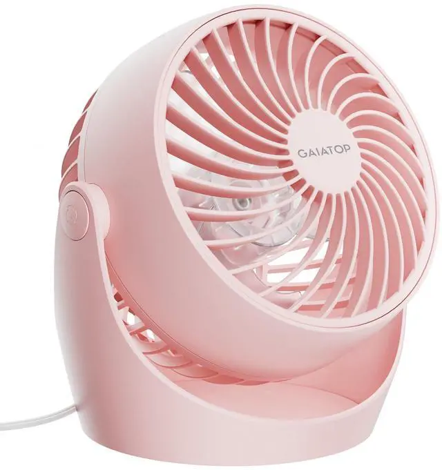 Main image of Desk Fan, 5-Inch Portable Electric Table Desktop Air Circulator Fans, Small but Powerful with 3 Speed 360° Adjustable Tilt for Cooling Home Dorm Office Bedroom Bathroom Kitchen, Pink