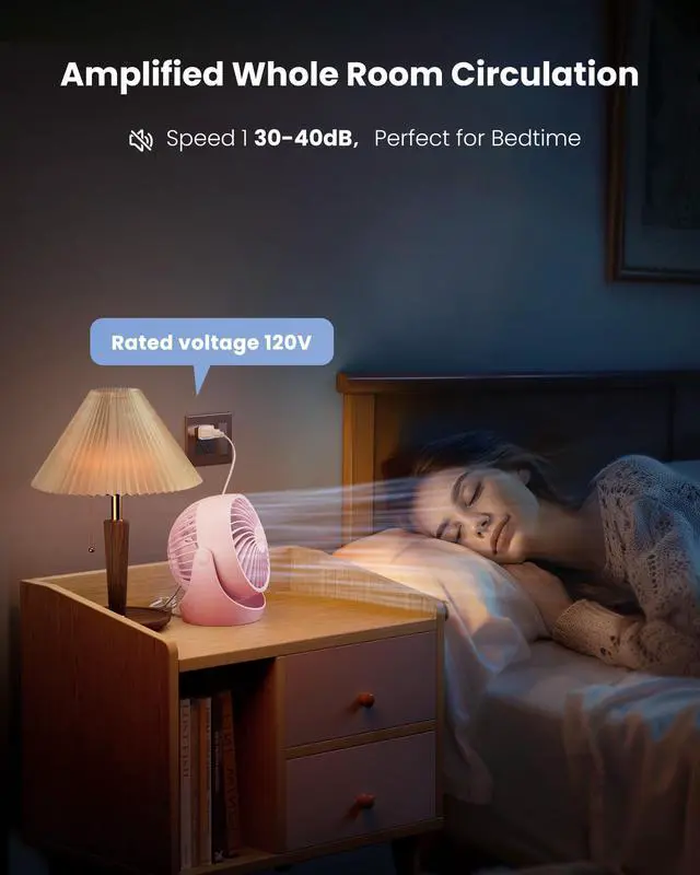 Alt view image 3 of 6 - Desk Fan, 5-Inch Portable Electric Table Desktop Air Circulator Fans, Small but Powerful with 3 Speed 360° Adjustable Tilt for Cooling Home Dorm Office Bedroom Bathroom Kitchen, Pink
