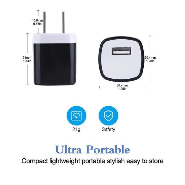 Alt view image 2 of 7 - Wall Charger Cube, USB Plugs 10Pack, 1A/5V Single Port USB Charger Wall Plug Fast Charging Block Cube Box Adapter for iPhone 17/16e/15/14/13/12 Pro Max/11/XS/XR/X/8,Samsung Galaxy,LG,HTC,Moto