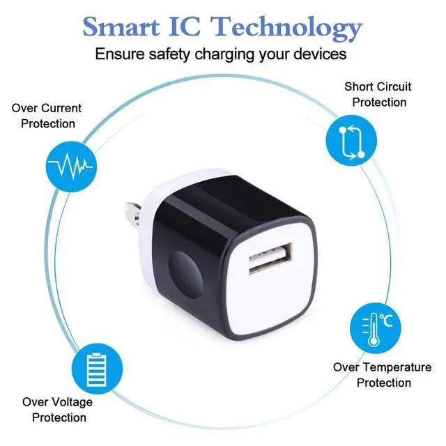 Alt view image 4 of 7 - Wall Charger Cube, USB Plugs 10Pack, 1A/5V Single Port USB Charger Wall Plug Fast Charging Block Cube Box Adapter for iPhone 17/16e/15/14/13/12 Pro Max/11/XS/XR/X/8,Samsung Galaxy,LG,HTC,Moto