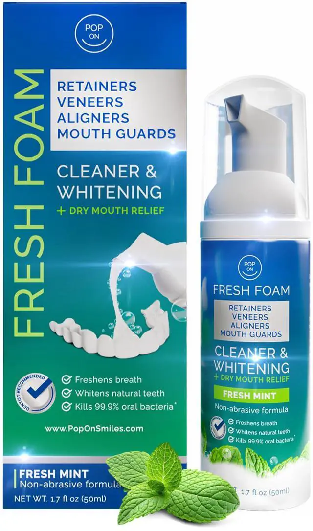 Main image of Foam for Invisalign, Aligner Cleaner Whitening Foam for Mouth Guard Night Guard Veneers, Whitens Teeth, Freshens & Fights Bad Breath, 3% Hydrogen Peroxide, Mint - 50ml