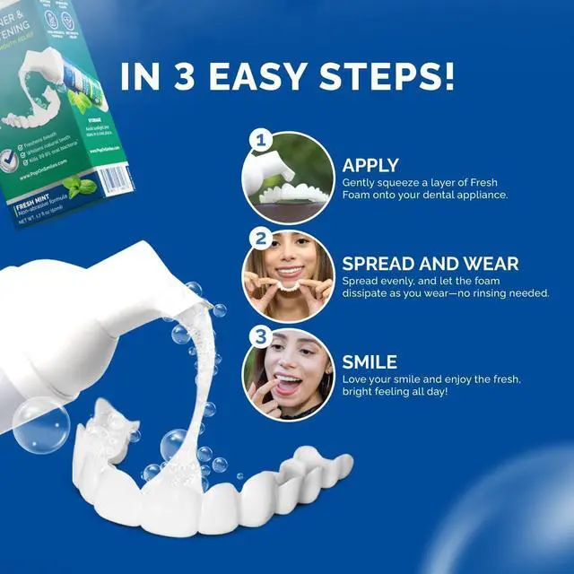 Alt view image 4 of 7 - Foam for Invisalign, Aligner Cleaner Whitening Foam for Mouth Guard Night Guard Veneers, Whitens Teeth, Freshens & Fights Bad Breath, 3% Hydrogen Peroxide, Mint - 50ml