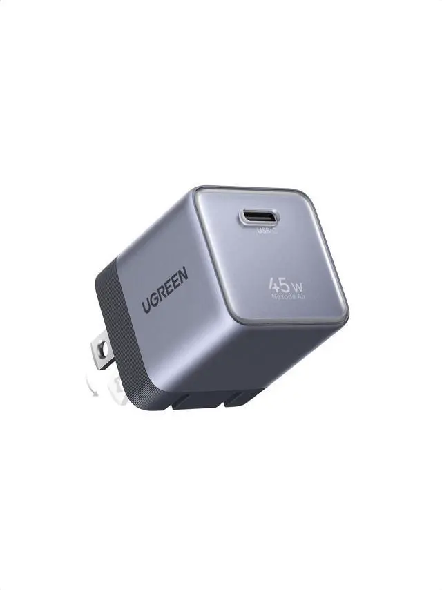 Main image of Nexode Air 45W USB C Charger Block, Foldable Plug Ultra Mini GaN Charger Fast Charging, Travel Essentials Wall Charger for iPhone 17 16, Galaxy S26/S25, iPad, Pixel, MacBook Air/Neo, Grey