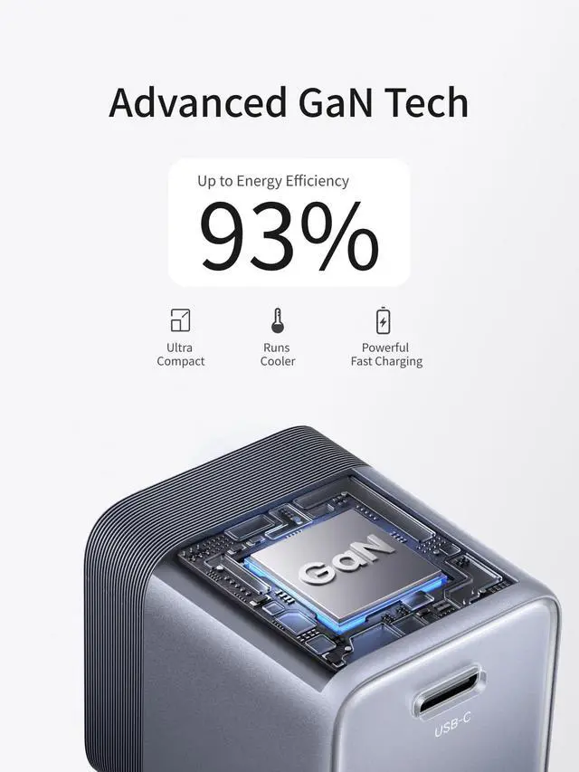 Alt view image 6 of 7 - Nexode Air 45W USB C Charger Block, Foldable Plug Ultra Mini GaN Charger Fast Charging, Travel Essentials Wall Charger for iPhone 17 16, Galaxy S26/S25, iPad, Pixel, MacBook Air/Neo, Grey