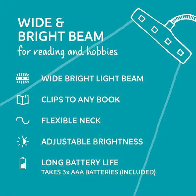 Alt view image 4 of 5 - The Really Bright Book Light - Purple. Super Bright Reading Lights for Books in Bed Flexible Book Light Clip On A Great Book Lamp with Batteries Included
