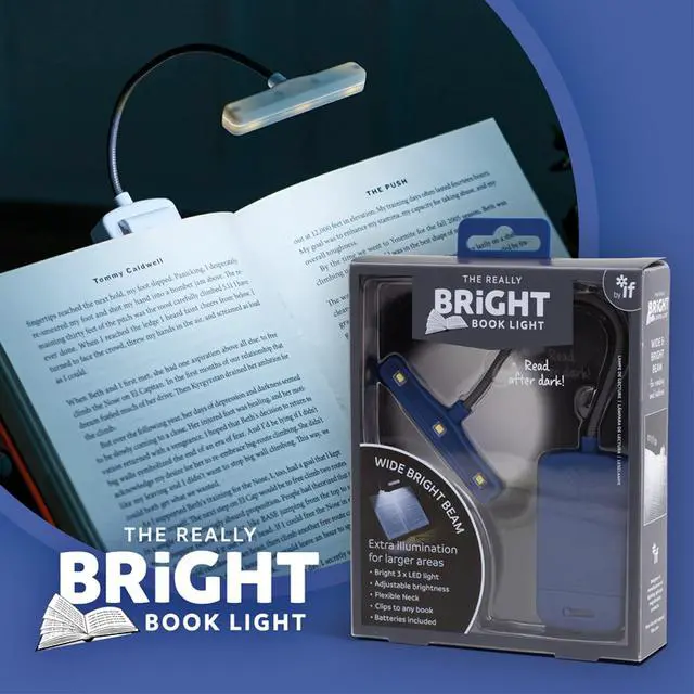 Alt view image 2 of 5 - The Really Bright Book Light - Purple. Super Bright Reading Lights for Books in Bed Flexible Book Light Clip On A Great Book Lamp with Batteries Included