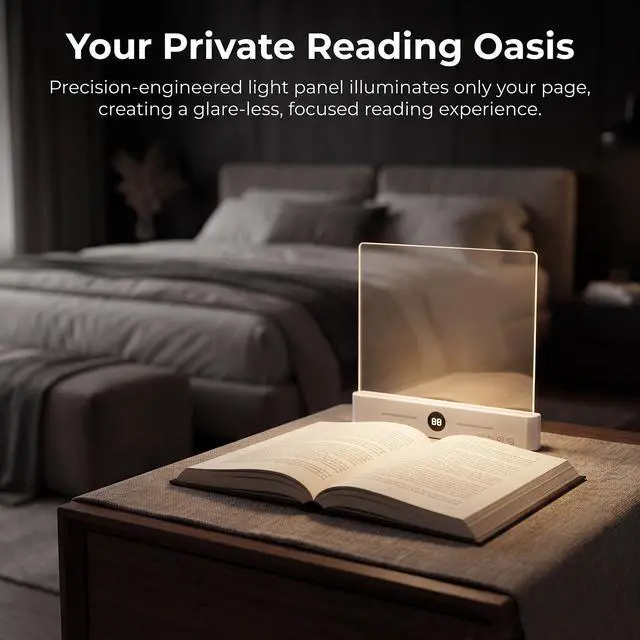 Alt view image 6 of 7 - Book Light, Rechargeable LED Reading Light for Book, Upgraded Flat Book Lights for Reading with 3 Colors & Timer, Dimmable Panel Plate Book Lamp in Bed at Night - Gift for Readers Kids(Black)