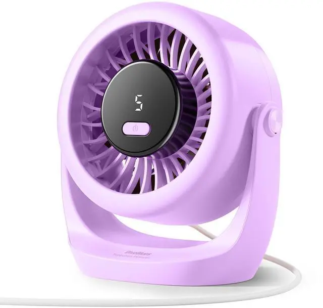 Main image of USB Desk Turbo Fan, Ultra-Quiet Mini Desk Fan, Powerful Wind, LED Display, 5 Speed, 360° Rotating Small Portable Fan for Home, Office and Outdoor Cool Tech Gadgets - TurboBreeze