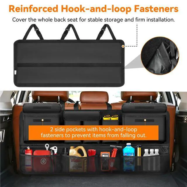 Alt view image 4 of 7 - for SUV, 35.5" x 18.2" Large Capacity Car Organizers and Storage, Backseat Hanging Storage Bag with 10 Pockets, Adjustable & Waterproof Car Interior Accessories for SUV Truck MPV
