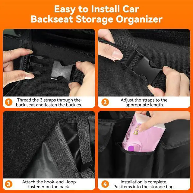 Alt view image 6 of 7 - for SUV, 35.5" x 18.2" Large Capacity Car Organizers and Storage, Backseat Hanging Storage Bag with 10 Pockets, Adjustable & Waterproof Car Interior Accessories for SUV Truck MPV