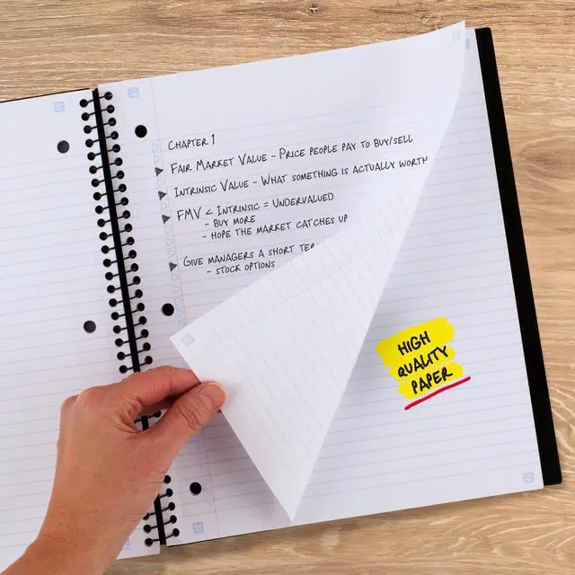 Alt view image 5 of 7 - Advance Spiral Notebooks + Study App, 2 Pack, 1 Subject, College Ruled Paper, 11" x 8-1/2", 100 Sheets, With Spiral Guard and Movable Dividers, Black, Pacific Blue (820112)