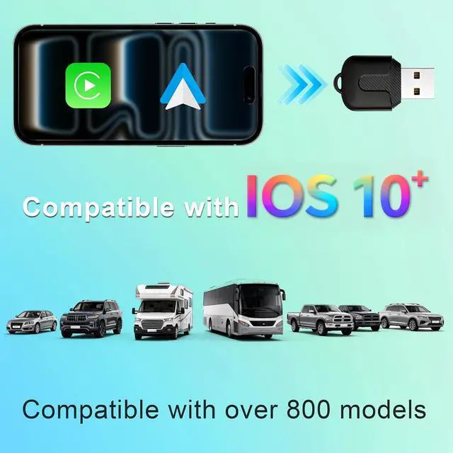 Alt view image 3 of 7 - Wireless Carplay Adapter, Convert Wired to Wireless CarPlay, Compatible with CarPlay, Plug and Play, Type-C/USB, Suitable for 800+ Vehicles (Matte Black)