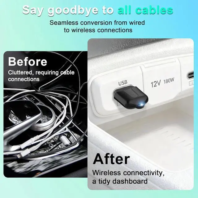 Alt view image 6 of 7 - Wireless Carplay Adapter, Convert Wired to Wireless CarPlay, Compatible with CarPlay, Plug and Play, Type-C/USB, Suitable for 800+ Vehicles (Matte Black)