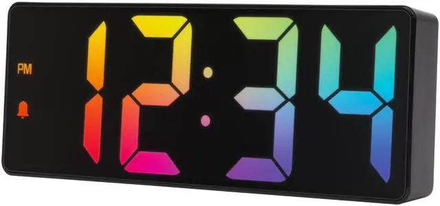 Alt view image 2 of 7 - Gradient Colored Corded Electric Digital Alarm Clock with Indoor Temperature